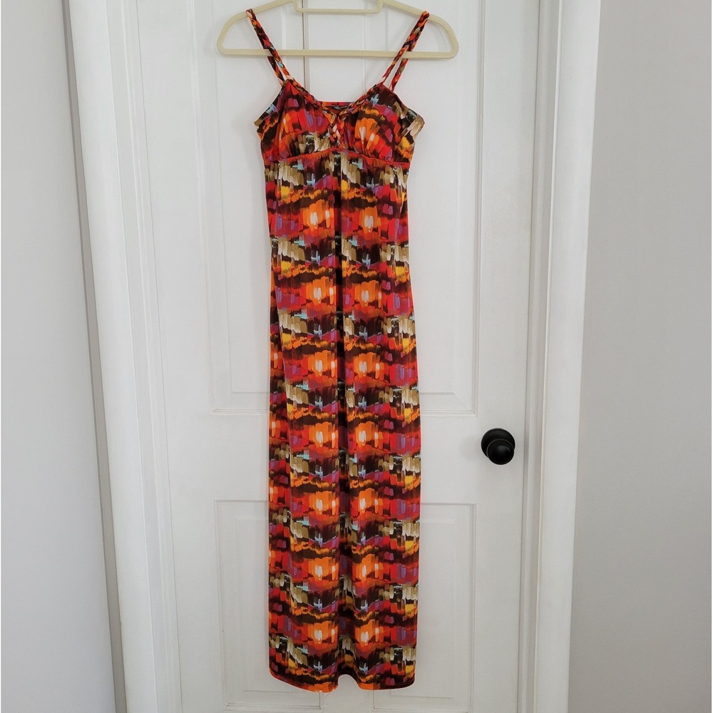 VTG City Triangles Womens Maxi Dress MEDIUM Y2K‎ Empire Hippie Boho Vacay Resort